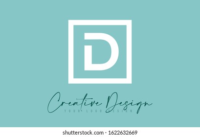 D Letter Icon Design With Creative Modern Look and Teal Background.  Vector Illustration.