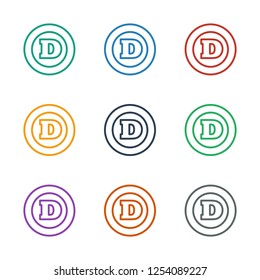 d letter icon white background. Editable outline d letter icon from casino. Trendy d letter icon for web and mobile.