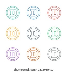 d letter icon white background. Editable line d letter icon from casino. Trendy d letter icon for web and mobile.