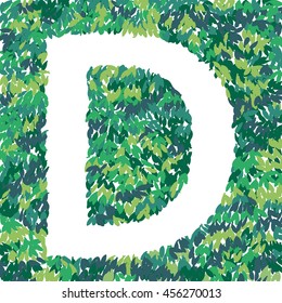 D Letter Illustration Leaves Pattern Stock Vector (Royalty Free ...