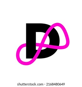 Letra D con símbolo infinito. Monograma infinito D.