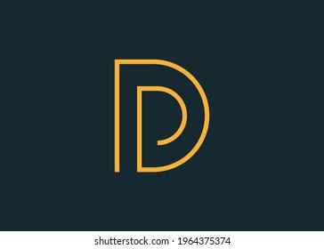 D Letter Initial Abstract Line Logo Design. Illustration of D and P Letter Round Shape Line Icon Design. Vector Design.