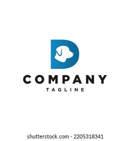 D Letter initial Dog Head logo vector template inspiration
