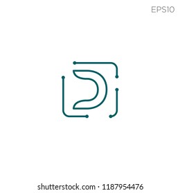 D letter initial logo template vector illustration download in eps10