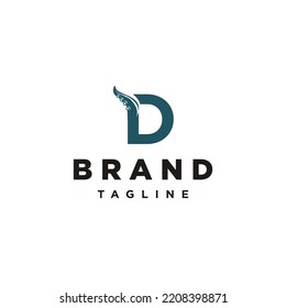 D Letter initial octo octopus cracen logo icon vector Template