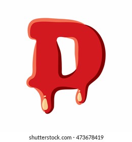 D letter isolated on white background. Red bloody D letter vector illustration