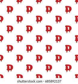 D letter isolated on white background. Red bloody D letter vector illustration
