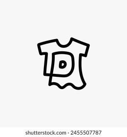 d letter kid tee tshirt apparel clothing monogram logo vector icon illustration