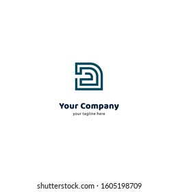 D letter as labyrinth logo design