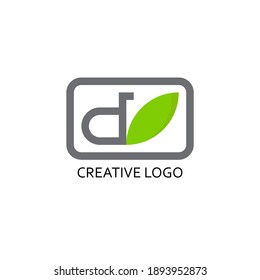 d letter and leaf illustration for logo company. a modern vector design