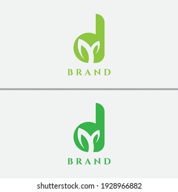 d Letter with Leaf Logo in Vector