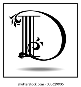 D. Letter d with leaves. Vector illustration