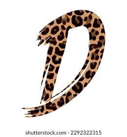 D letter leopard print uppercase letter D on white background vector