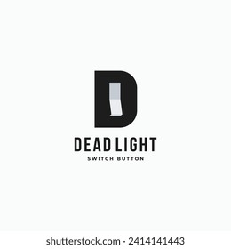 D letter with light switch minimal logo vector icon illustration template