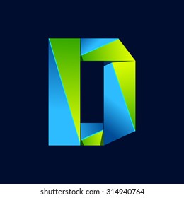 D letter line colorful logo. Abstract trendy green and blue vector design template elements for your application or corporate identity.