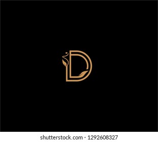 D letter linear shape luxury flourishes ornament logotype