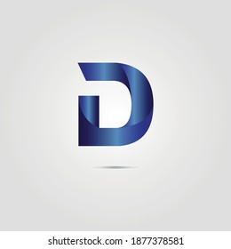 d letter logo with 3d blue number