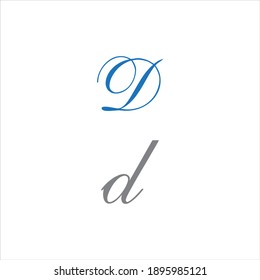 Diseño abstracto del logotipo de letra D sobre fondo de color blanco. icono de letra pequeña y mayúscula d