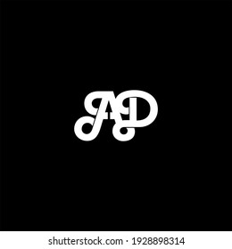 A D letter logo abstract design on black color background. ad alphabet
