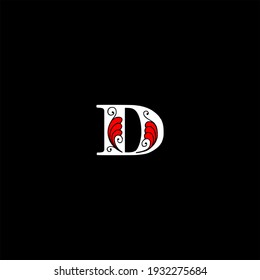 Diseño abstracto del logotipo de letra D sobre fondo de color negro. d alfabeto