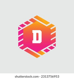 D Letter Logo abstract geometric design vector template Logotype icon Digital Technology style.