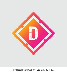 D Letter Logo abstract geometric design vector template Logotype icon Digital Technology style.