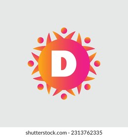 D Letra Logo diseño geométrico abstracto plantilla vectorial logotipo Icono de Logotipo Tecnologías digitales estilo.