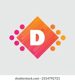 D Letter Logo abstract geometric design vector template Logotype icon Digital Technology style.