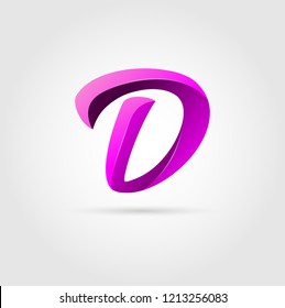 D letter logo. Abstract Glossy Colorful logotype vector design template.