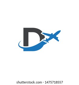 D letter logo with airplane