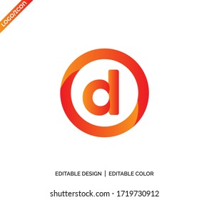 D Letter logo and app design, Gradient and red color glossy colors on White background logo design Vector Illustration with flat style