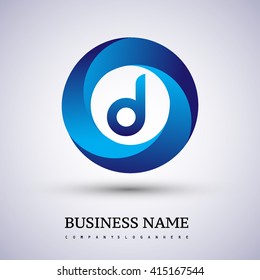 D letter logo in the blue circle. Vector design template elements for your application or company identity.