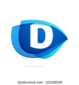 D letter logo with blue wing or eye. Abstract trendy letter multicolored vector design template elements for your application or corporate identity.