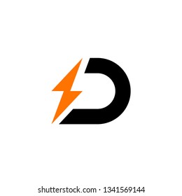 D letter logo with bolt 