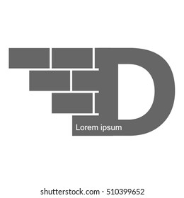 D letter Logo, brick wall logo design with place for your data.  Vector image. 

