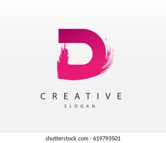 D Letter Logo With Brush