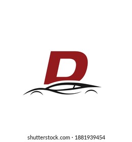 D letter logo with car