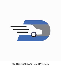 D letter logo with car combination is suitable for transportation companies