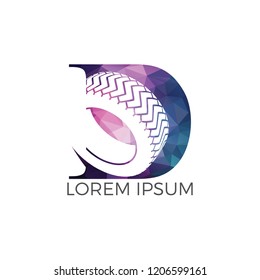 D letter logo car wheel logo design. Tire company or tire shop vector logo design.