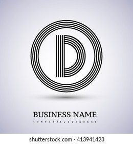 D Letter logo in a circle. black colored. symbol for your business or company identity.