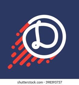 D letter logo in circle with speed line. Font style, vector design template elements for your sport application or corporate identity.
