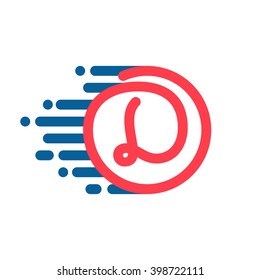 D letter logo in circle with speed line. Font style, vector design template elements for your sport application or corporate identity.
