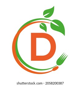 D Letter Logo circle, Vector, restaurant, Template, Icon