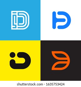 D letter logo collection vector design. Set of simple company logo icons.