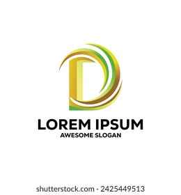 d letter logo colorful  gradient abstract vector illustration