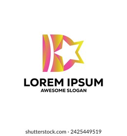d letter logo colorful  gradient abstract vector illustration