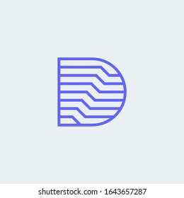 D letter logo with contour lines accent