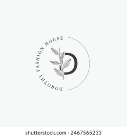 D letter logo with a creative floral concept for company business beauty real estate premium vector
