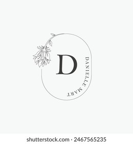 Logotipo de la letra D con un concepto floral creativo para el Vector premium de los bienes raíces de la belleza del negocio de la compañía