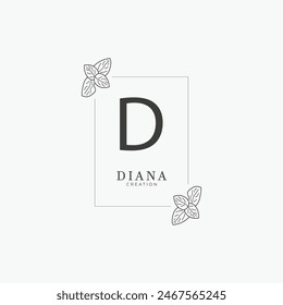 D-Buchstabenlogo mit kreativem Blumenkonzept für die Business Beauty Real Estate Premium Vektorgrafik